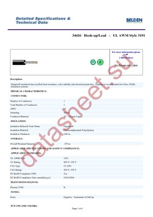 34416 010500 datasheet  